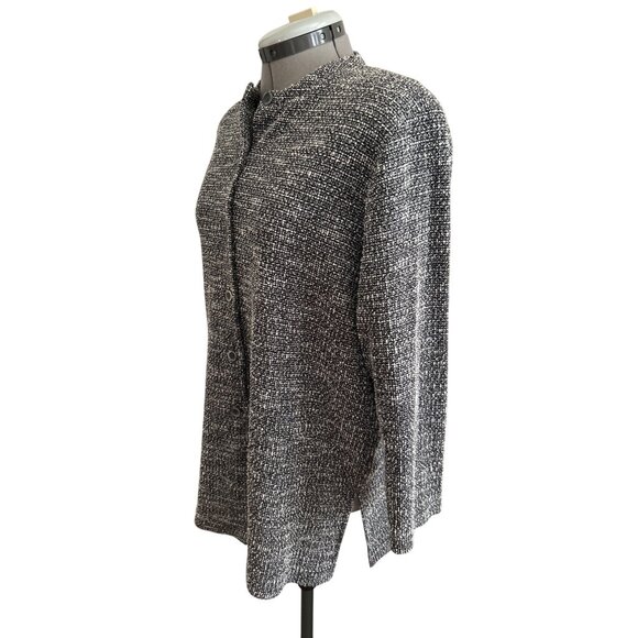 BonWorth Womens M Petite Black & Gray Button-Up Cardigan Sweater - Picture 2 of 8